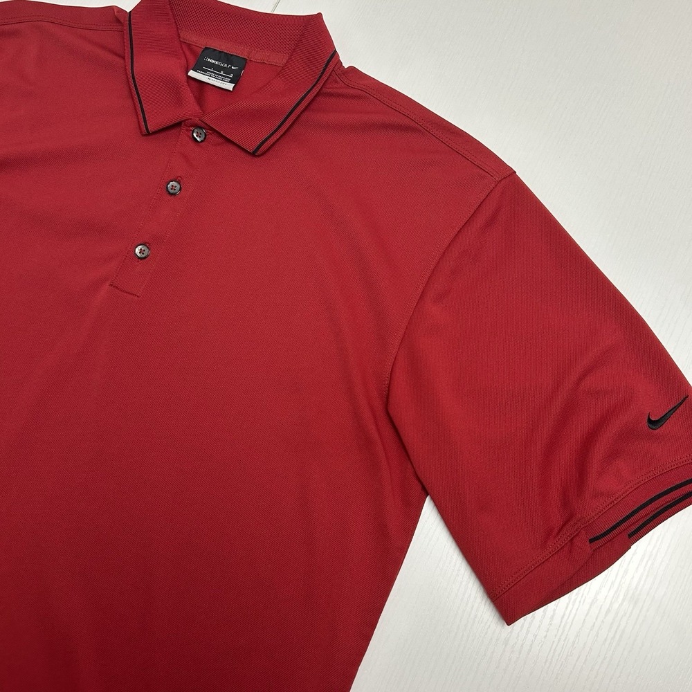 Nike Golf Fit Dry Polo Mens Large Performance Red Shirt Short Sleeve Active